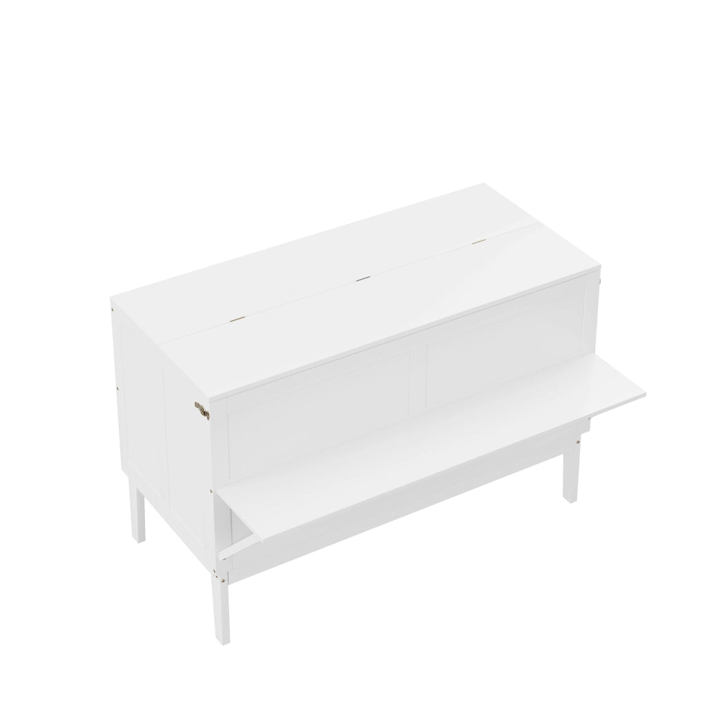 Letto a scomparsa verticale 140 × 200 cm 2 posti, con vani sottoletto e ripiano, senza materasso, bianco