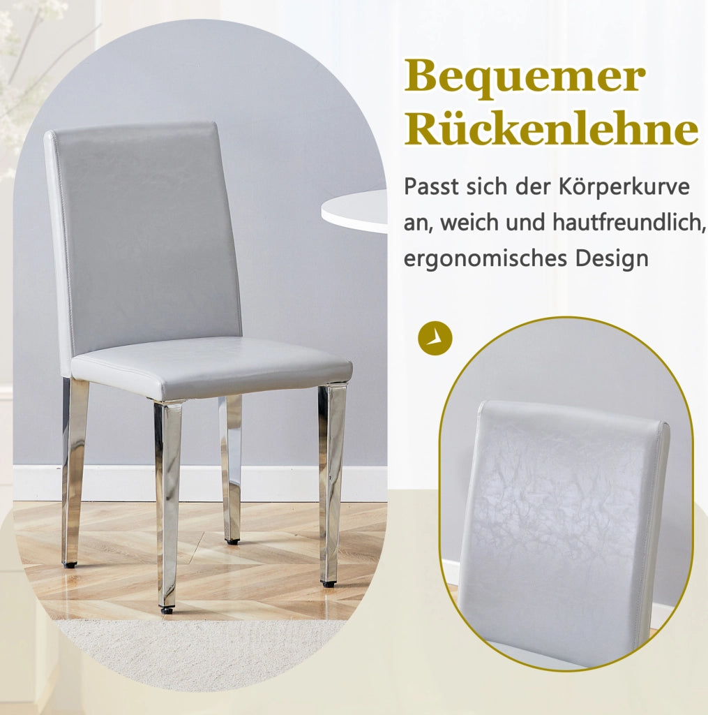 SEDIA da pranzo moderna 90 cm grigio chiaro e argento Set da 2 pezzi