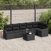 Set Divano da Giardino con cuscino 7 pcs Beige Poly Rattan