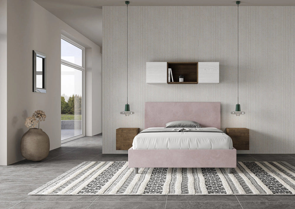 Letto Matrimoniale Extra Large 200x210 cm con Rete e Contenitore Adele Glicine