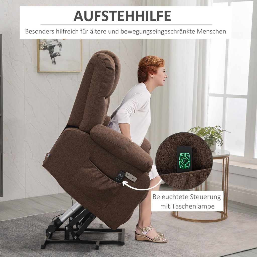 Poltrona relax elettrica alzapersone marrone