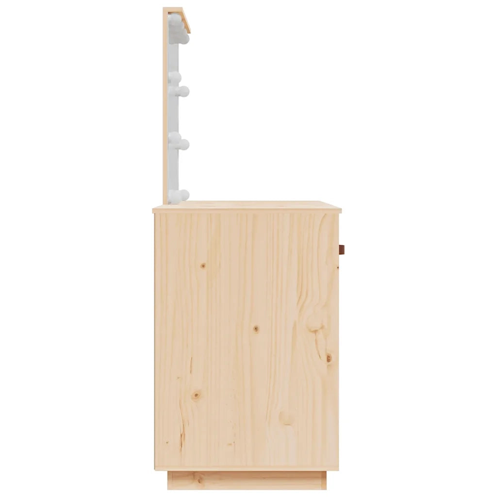 Toeletta | Tavolo da Trucco con LED 95x50x133,5 cm in Legno Massello di Pino