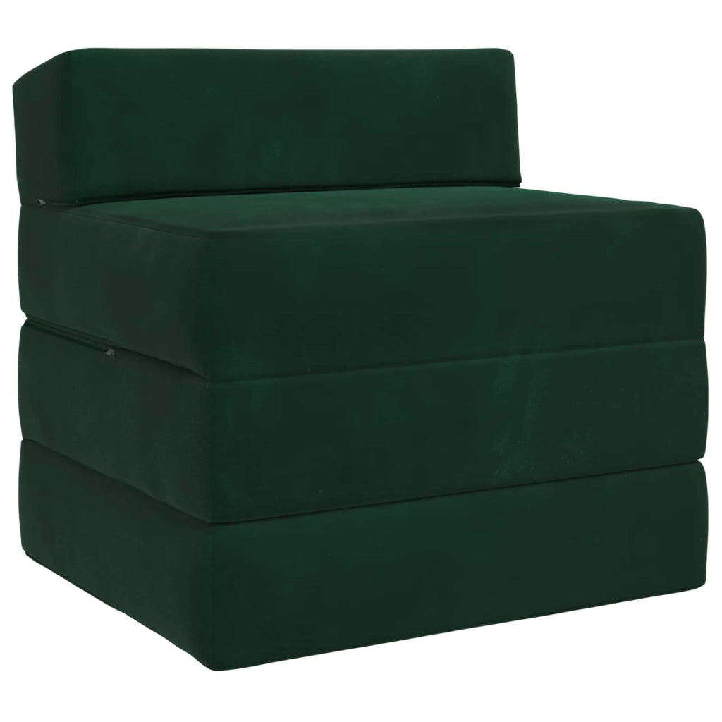 Divano Letto Pieghevole Verde Scuro 200 x 70 x 15 cm Velluto 900009