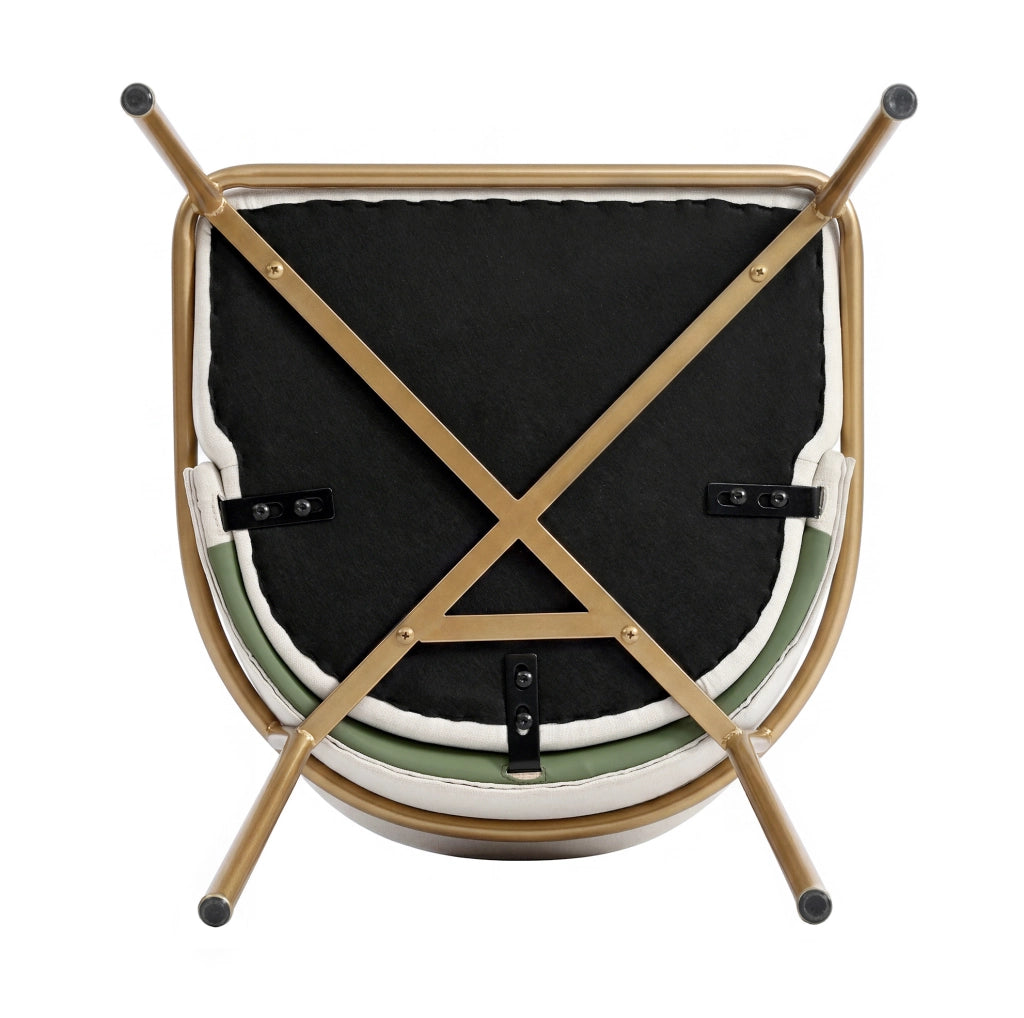 Sedia da pranzo, seduta 44,5 x 50,8 cm, beige verde e oro, metallo e legno, piedini regolabili
