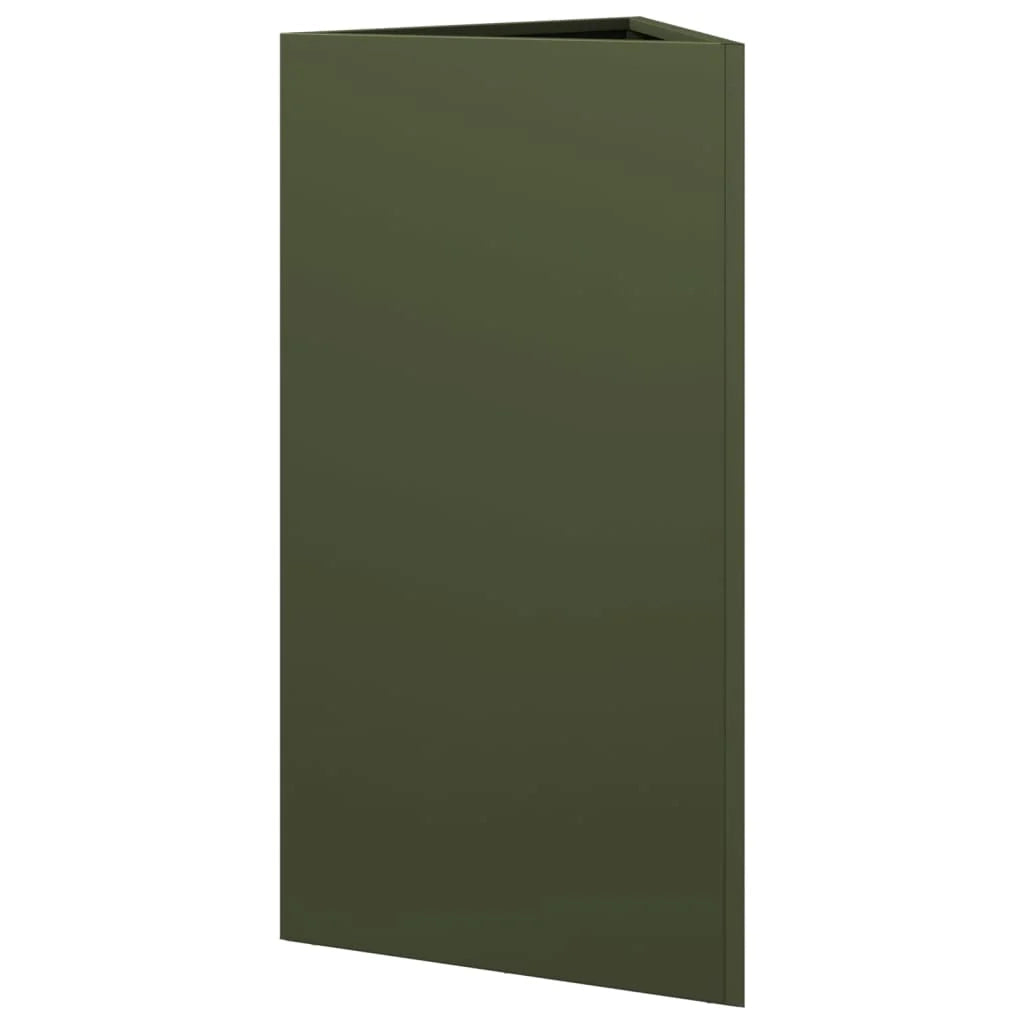 Fioriera aiuola rialzata fioriera aiuola giardino terrazza set da 2 triangolare verde oliva 40 x 34,5 x 70 cm acciaio verde 02_0039090