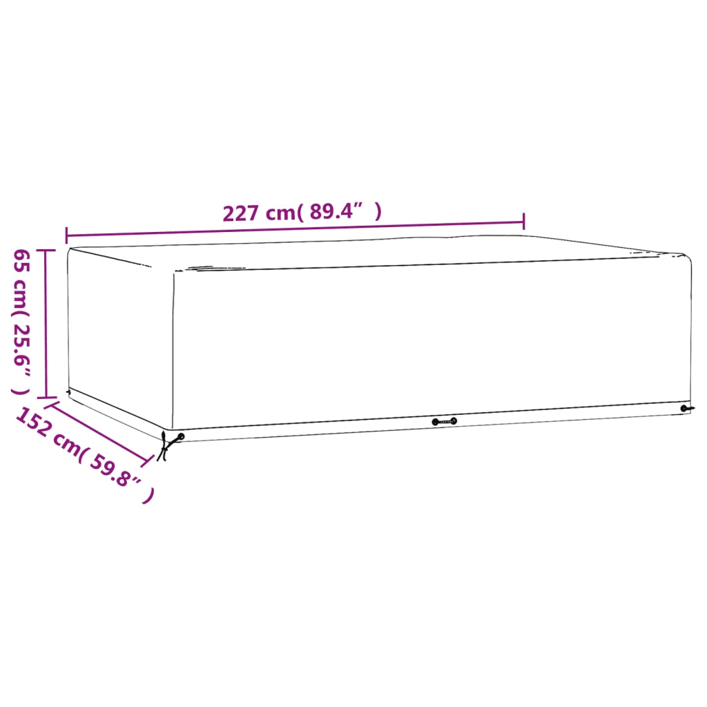 Copri Mobili Giardino | Telone per mobili da esterni 2 pz 12Occhielli 227x152x65cm Rettangolare