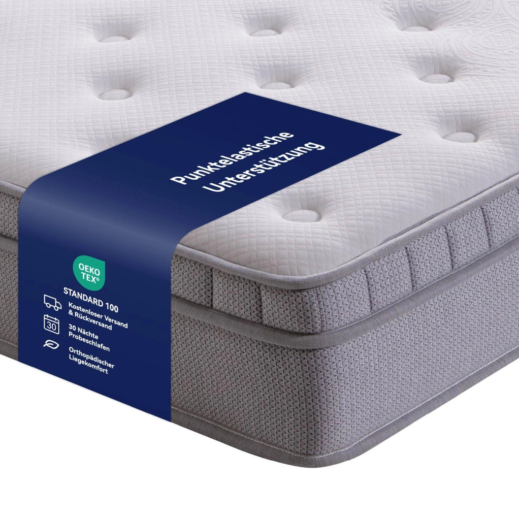 Materasso a molle e schiuma 7 zone 90 x 200 cm; altezza 25 cm; Ancient White