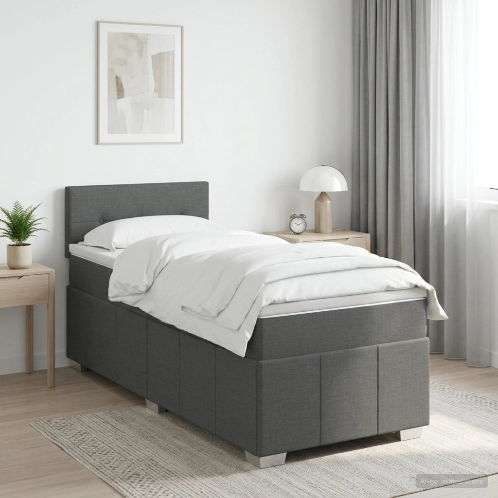 Letto box spring con materasso Grigio Scuro 100 x 200 cm 3451144