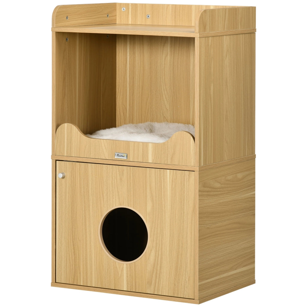Cassettiera per gatti con porta e cuscino ¨C Minimal ¨C 60x45x103 cm