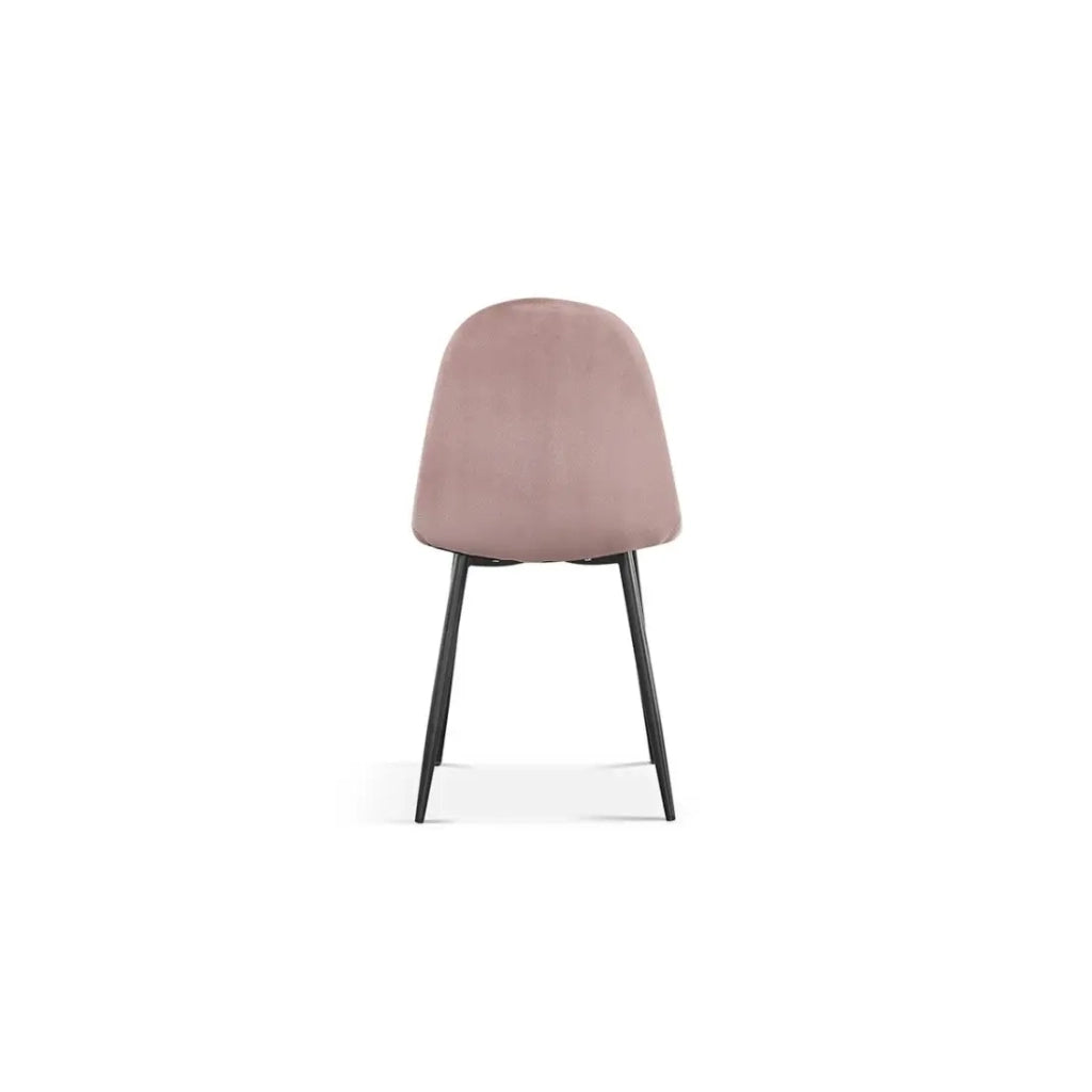 Sedia BOÏ – Velluto rosa – Piedi in metallo nero – Stile design moderno