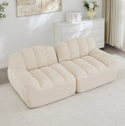 Divano modulare a 2 posti senza struttura, forma a conchiglia, cuscini profondi, beige chiaro
