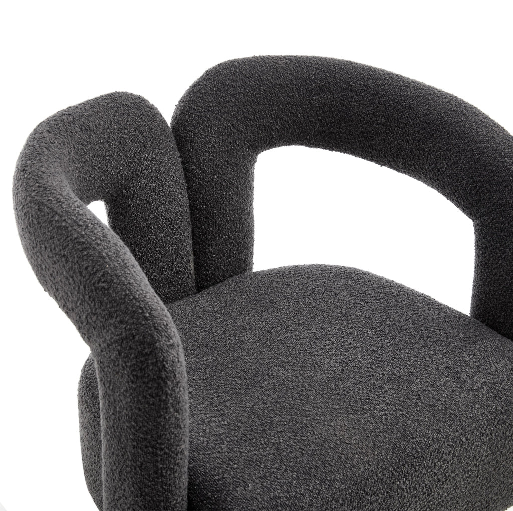 Poltrona girevole in bouclé grigio scuro 360°