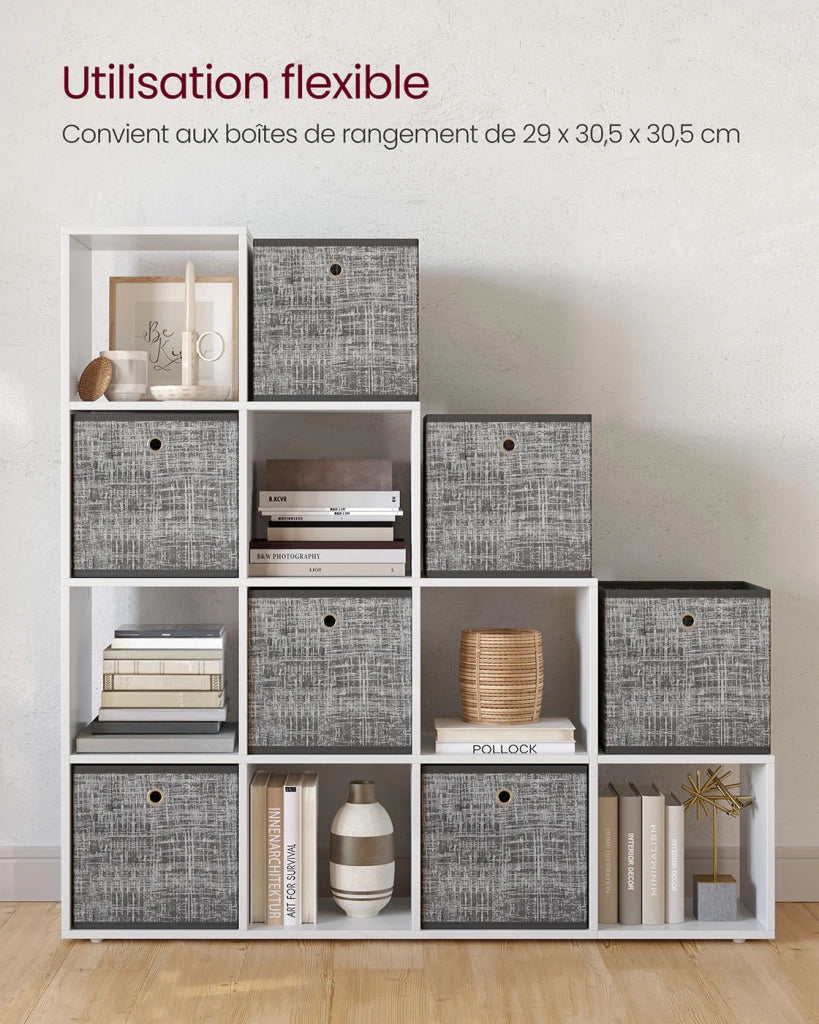Scaffale Staircase contenitore a 6 scomparti per libreria 129,5 x 29 x 129,5 cm soggiorno camera da letto bianco 12_0005761