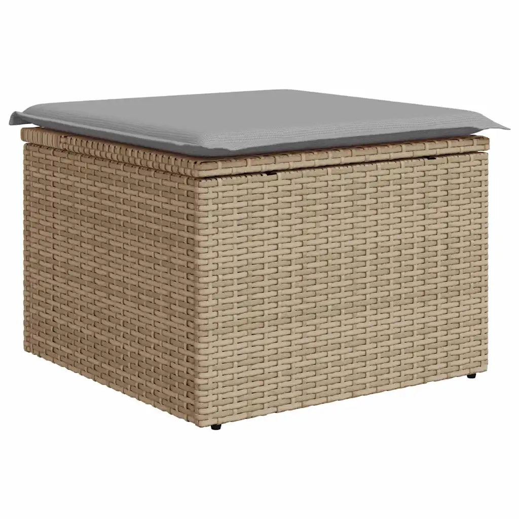 Set Divano da Giardino con cuscino 5 pcs Beige Poly Rattan