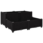 Fioriera rialzata vaso per fiori aiuola giardino balcone terrazza esterno 80 x 80 x 38 cm polipropilene nero 02_0000958