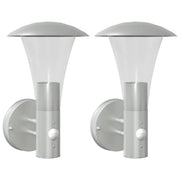 Applique per Esterno con Sensore 2 pz Argento in Acciaio Inox CFW8329888