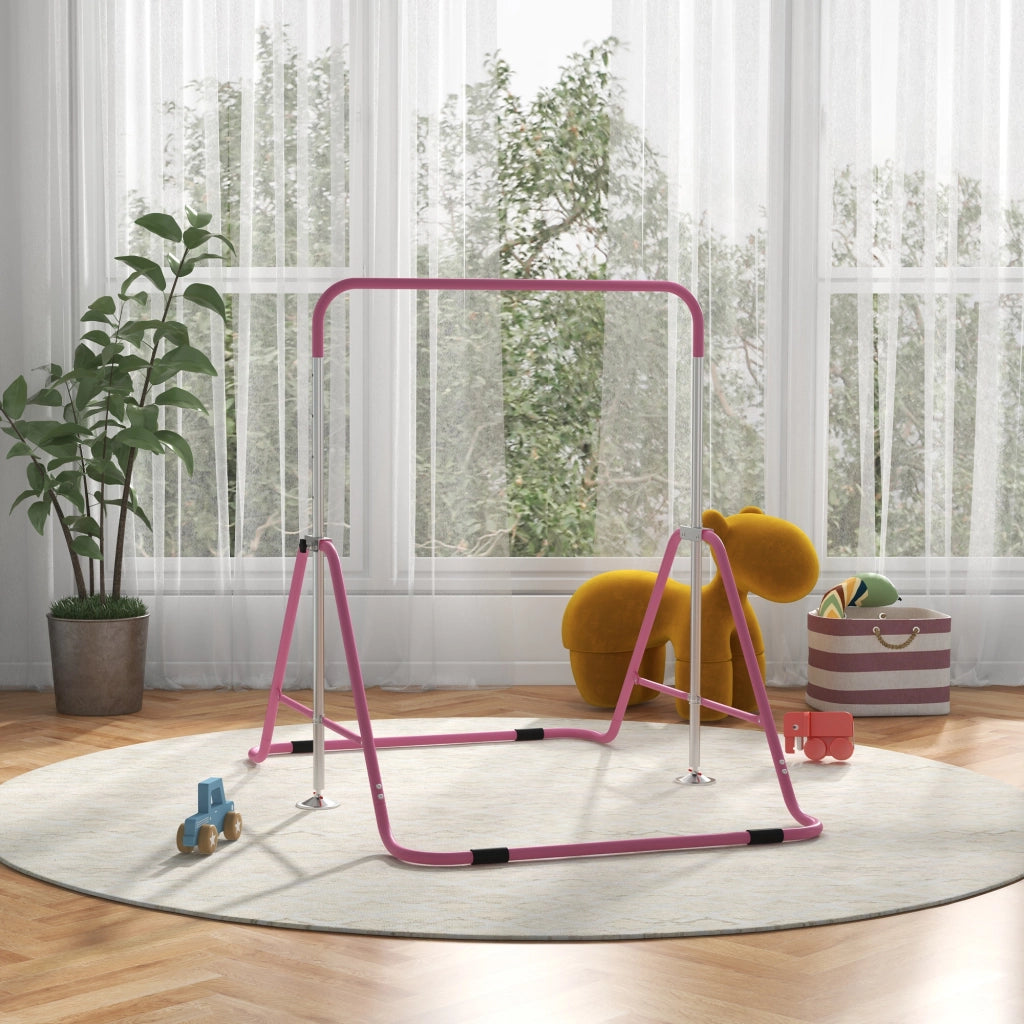 Sbarra per ginnastica per bambini pieghevole altezza regolabile 88-128 cm rosa robusta per casa