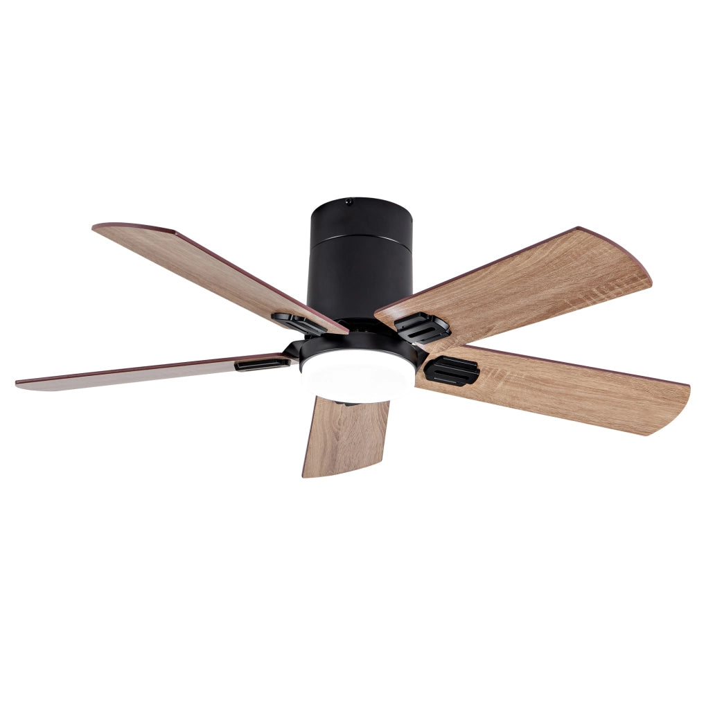 Ventilatore da soffitto 42" nero con luce LED dimmerabile e telecomando, motore DC reversibile