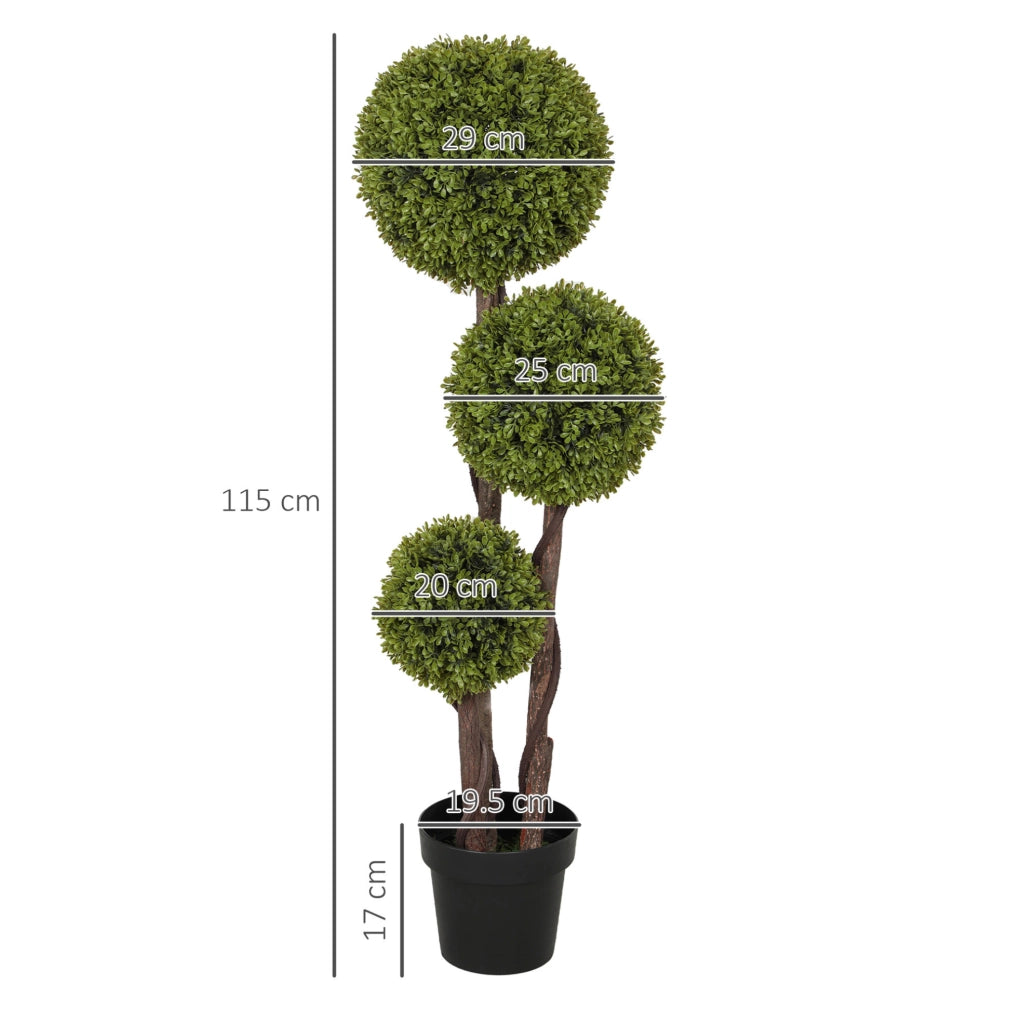 Pianta artificiale ULEVR di bosso 115 cm in plastica verde con vaso incluso, per interni ed esterni
