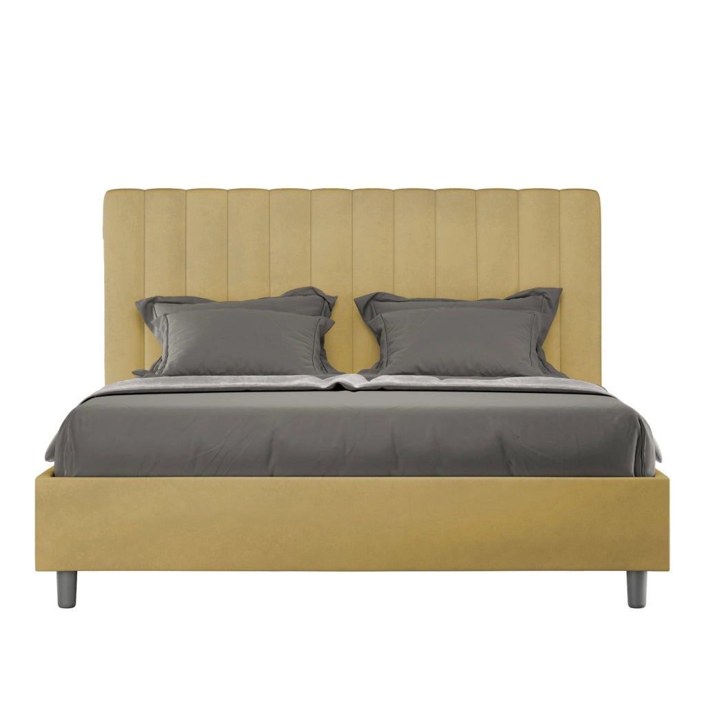 ityhome Letto matrimoniale king size senza rete imbottito 170x190 microfibra ocra Agueda