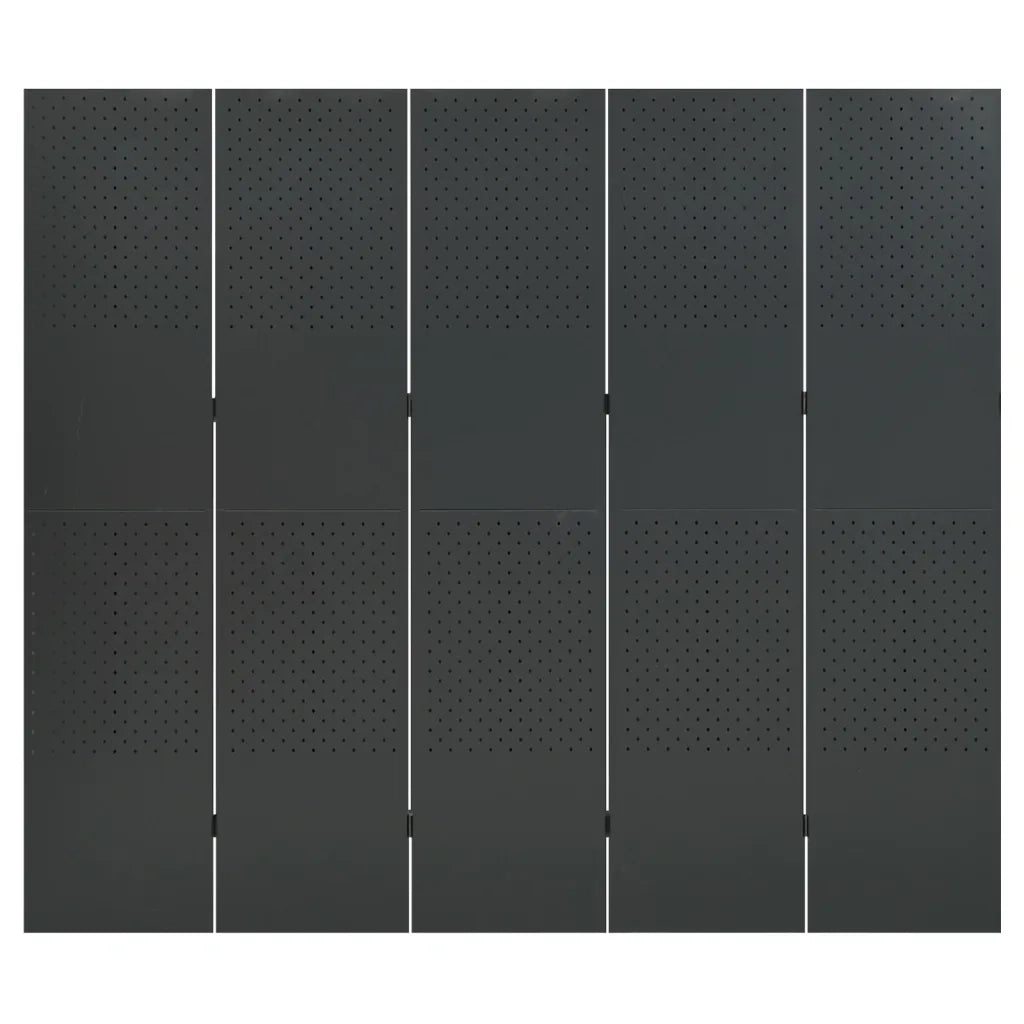 Paravento a 5 Pannelli 2 pz Antracite 200x180 cm in Acciaio 3095198