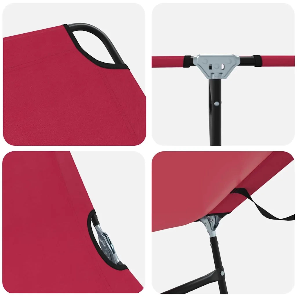 Lettino Prendisole | Sdraio da giardino | Lettino da sole pieghevole 2 pz Rosso 188 x 57 x 86,5 cm