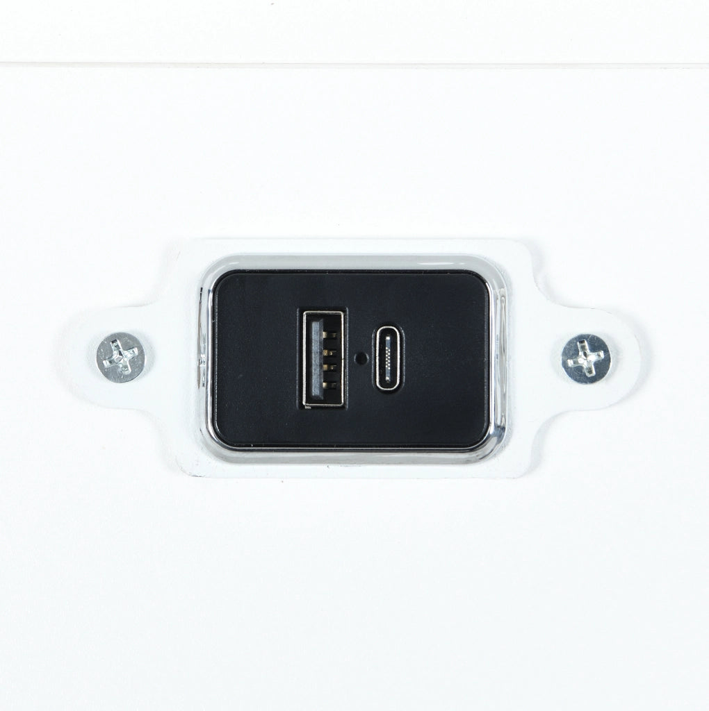 Letto matrimoniale 180x200 cm bianco con USB, Bluetooth e LED