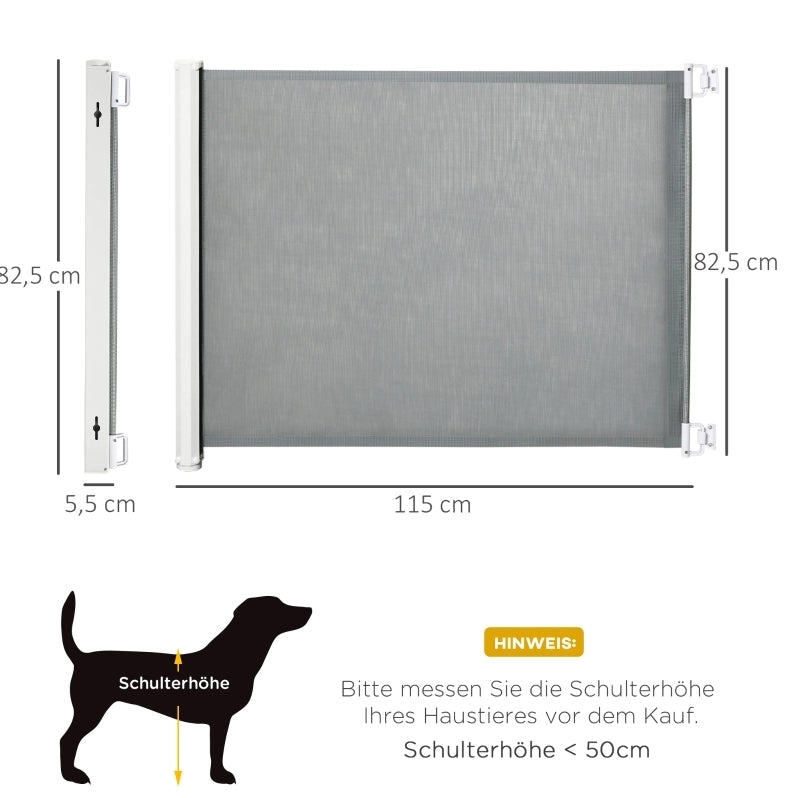 Barriera di sicurezza retrattile 115 x 82,5 cm in acciaio grigio per scale