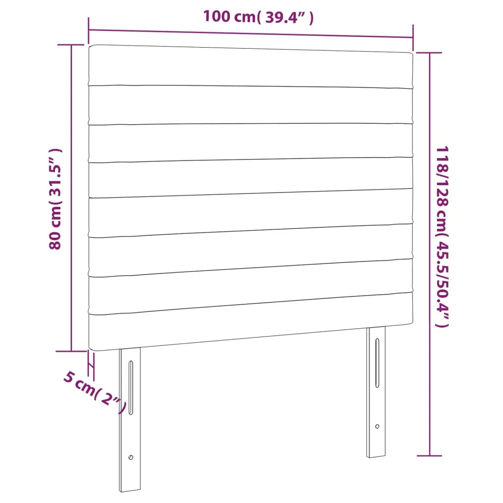 Testiera | Testata Nera 100x5x118/128 cm Velluto
