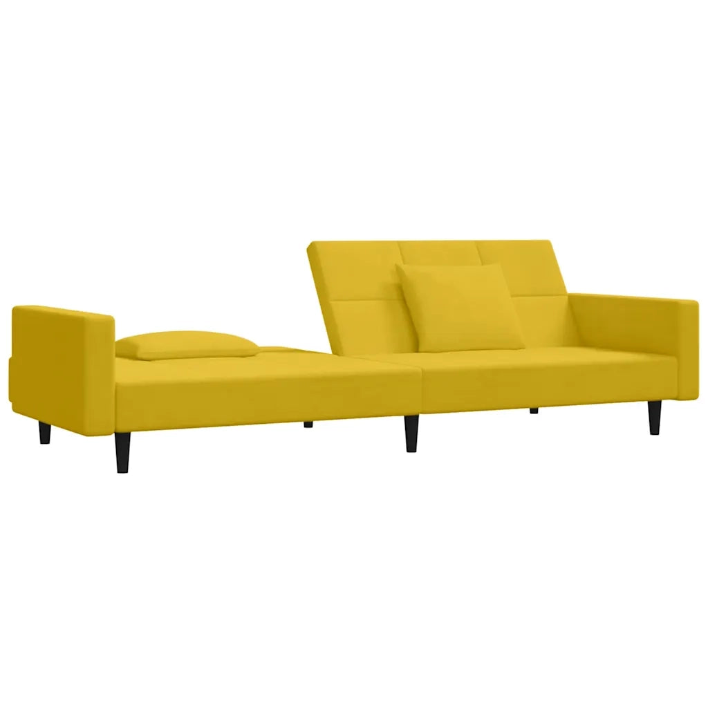 Divano letto | Sof¨¤ letto | Letto singolo a 2 Posti con 2 Cuscini Giallo in Velluto