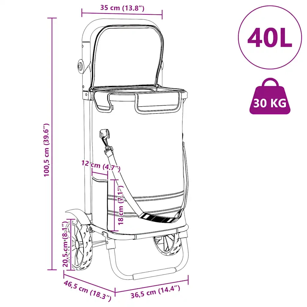 Carrello della spesa Grigio 36,5 x 46,5 x 100,5 cm 42002335