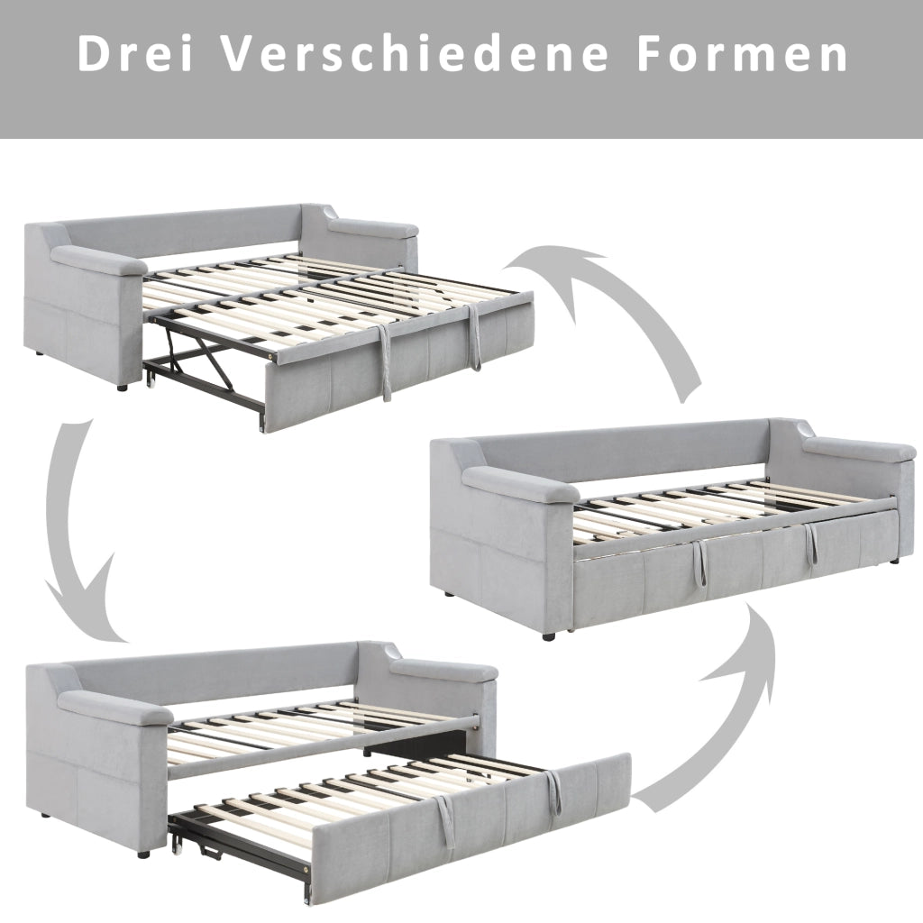 Divano letto 90 × 190 cm con apertura idraulica letto 180 × 190 cm; USB; Bluetooth; vani e rete a doghe