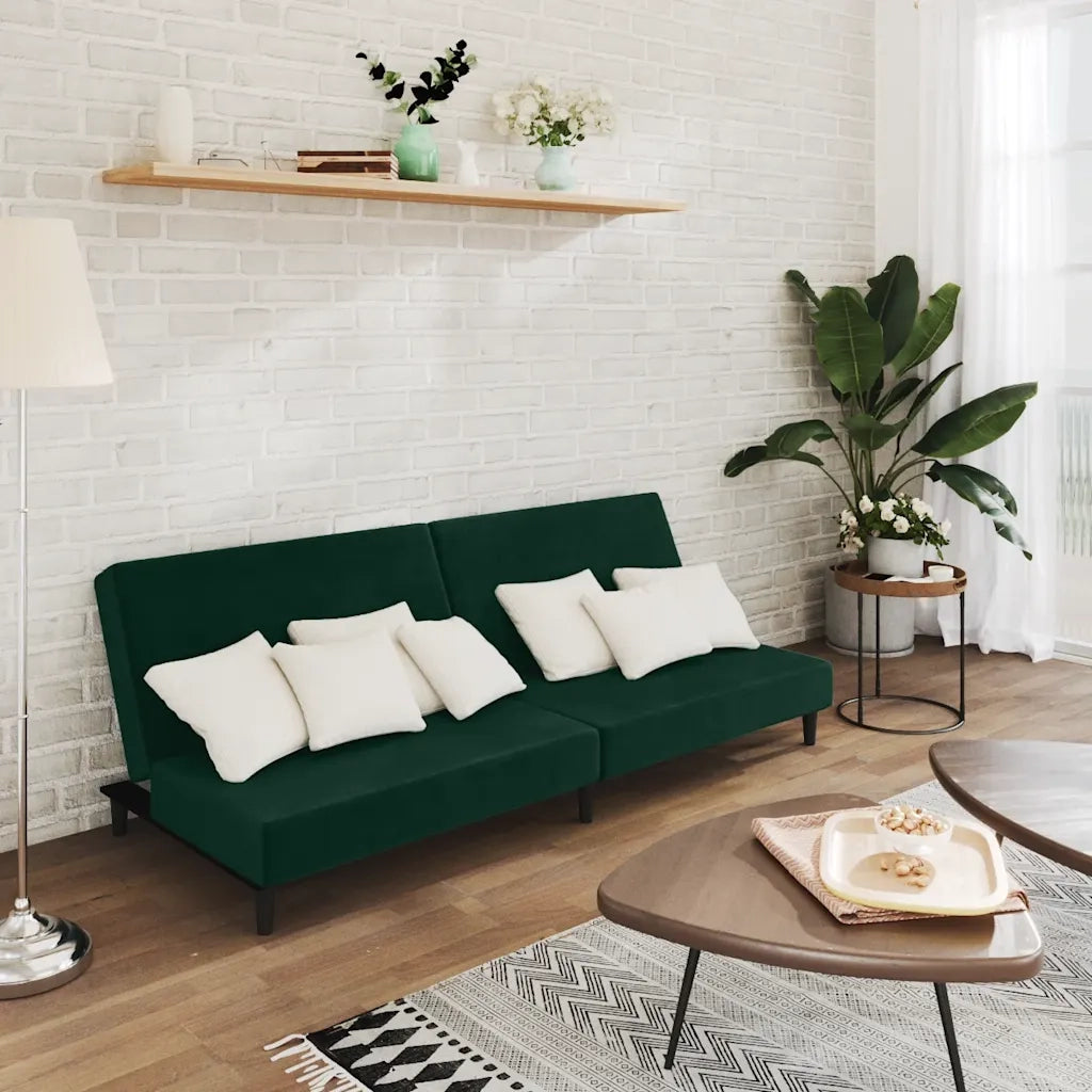 Divano letto | Sof¨¤ letto | Letto singolo a 2 Posti Verde Scuro in Velluto