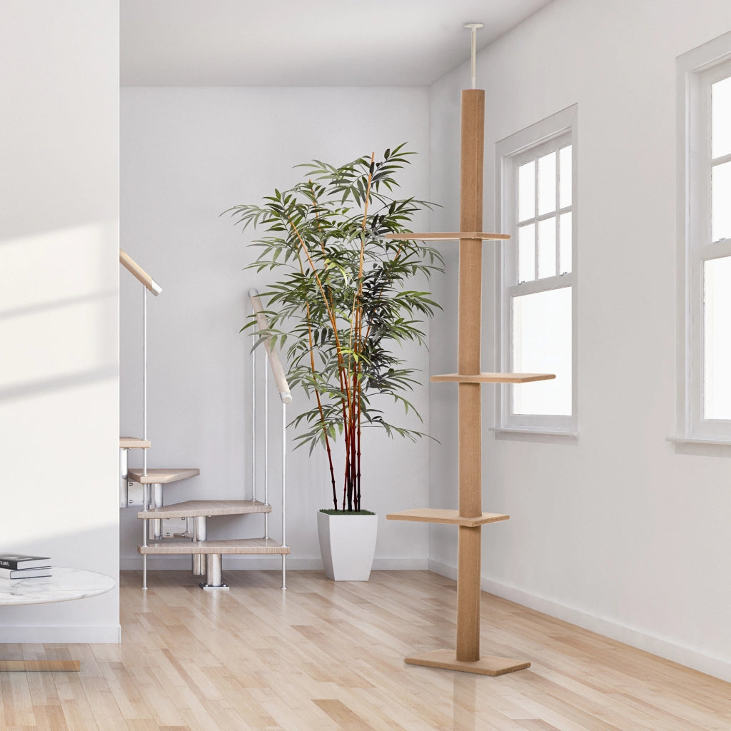 Albero tiragraffi per gatti con piattaforme ¨C zephmum ¨C 228-260 cm marrone chiaro