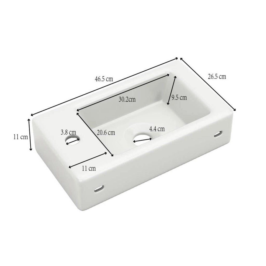 Mobiletto con lavabo da bagno in MDF bianco con anta soft-close e lavabo in ceramica 62 × 54 × 26 cm