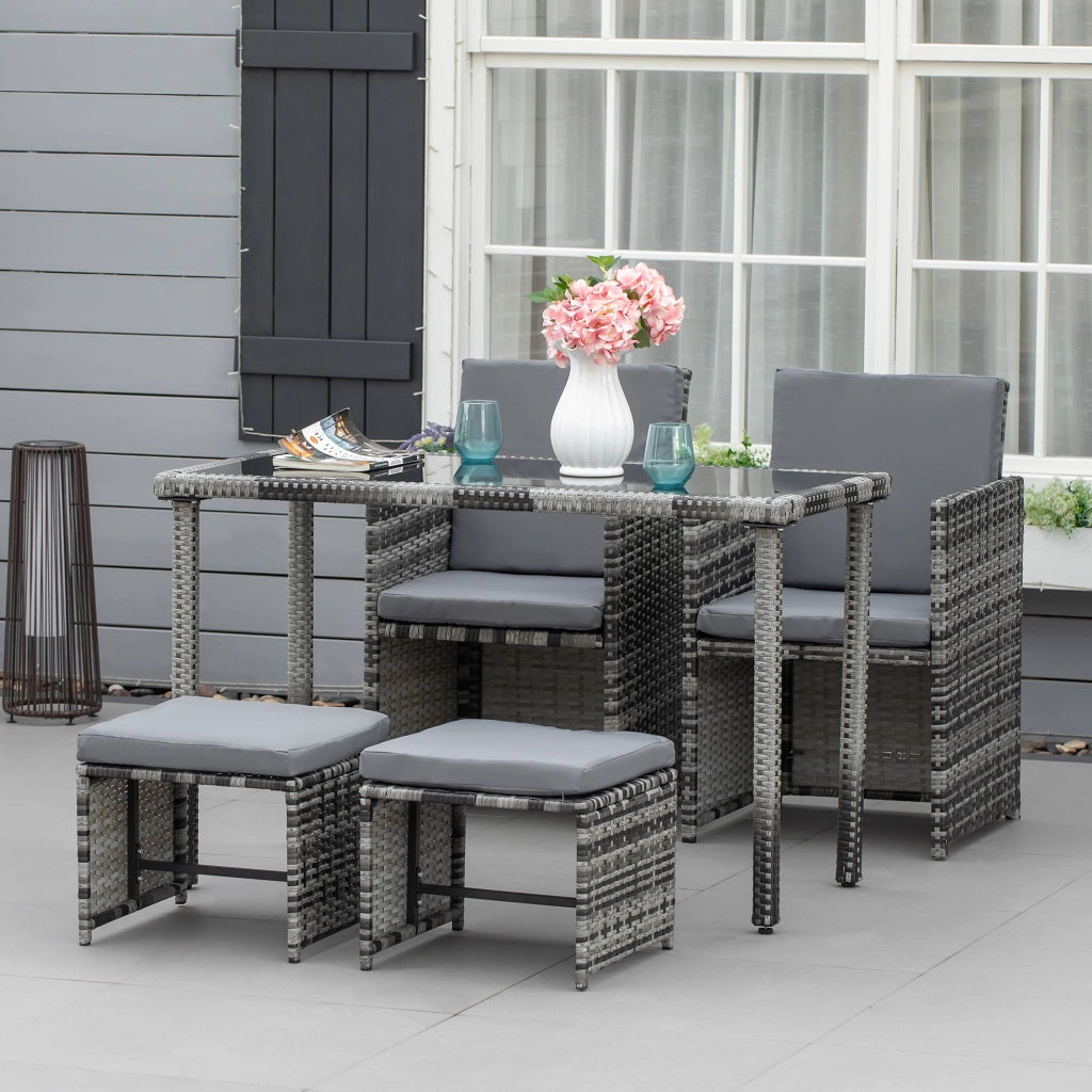 Set da Giardino Polyrattan 4 Posti con Cuscini ¨C MINIMAL ¨C Grigio