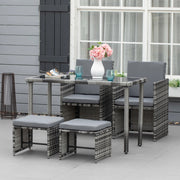 Set da Giardino Polyrattan 4 Posti con Cuscini ¨C MINIMAL ¨C Grigio