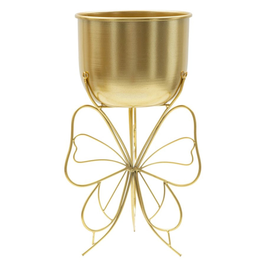 Vaso per Piante Farfalla 5, Oro, Metallo, 22x22x40 cm