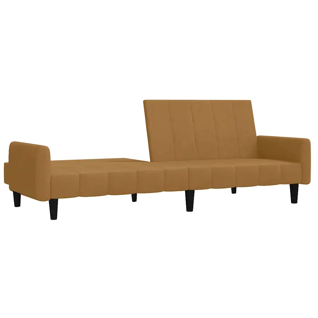 Divano Letto a 2 Posti Marrone in Velluto 375782