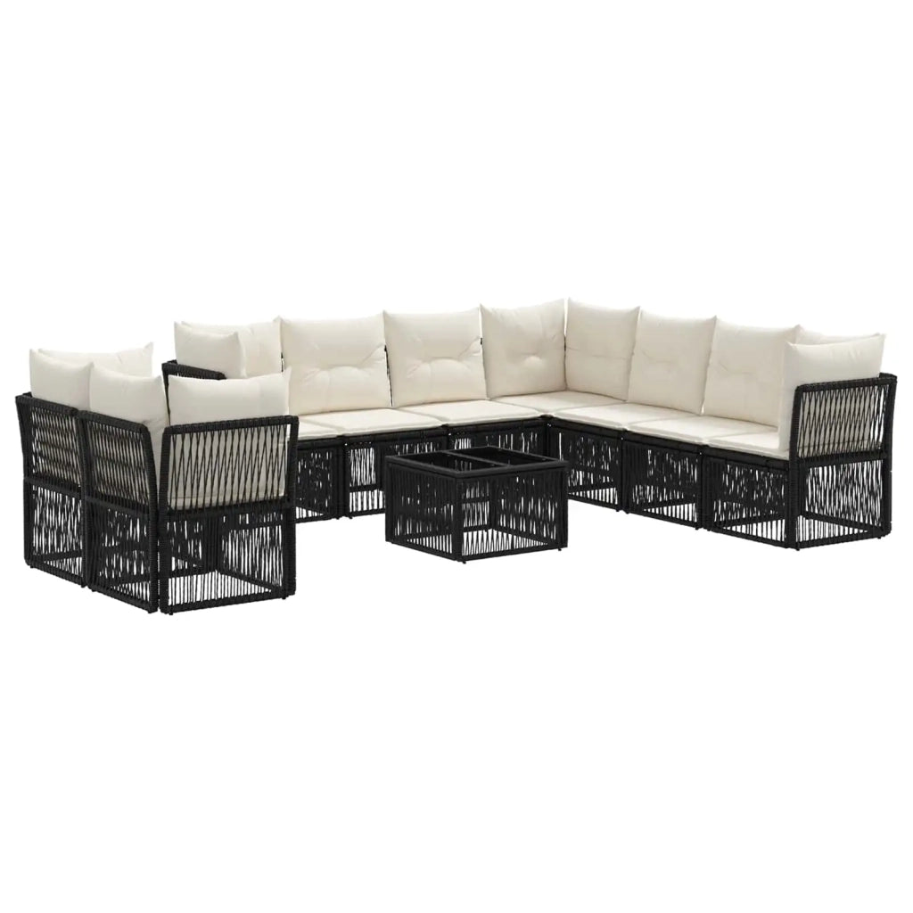Set Divano da Giardino 10 pz Nero polyrattan 3434266