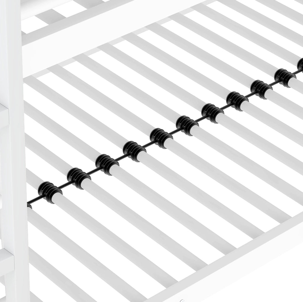 Letto a castello triplo in metallo 90 x 200 cm con scala fissa; bianco