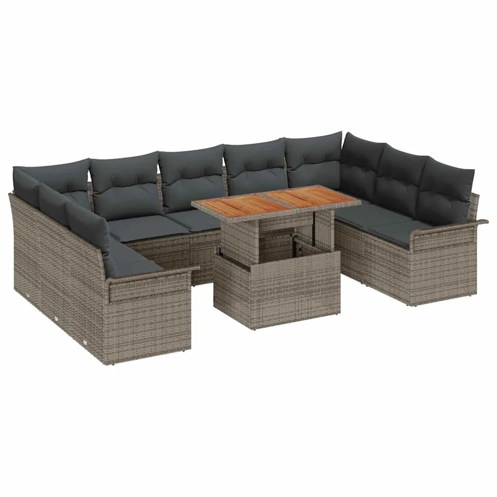Set Divano da Giardino con cuscino 10 pcs Grigio