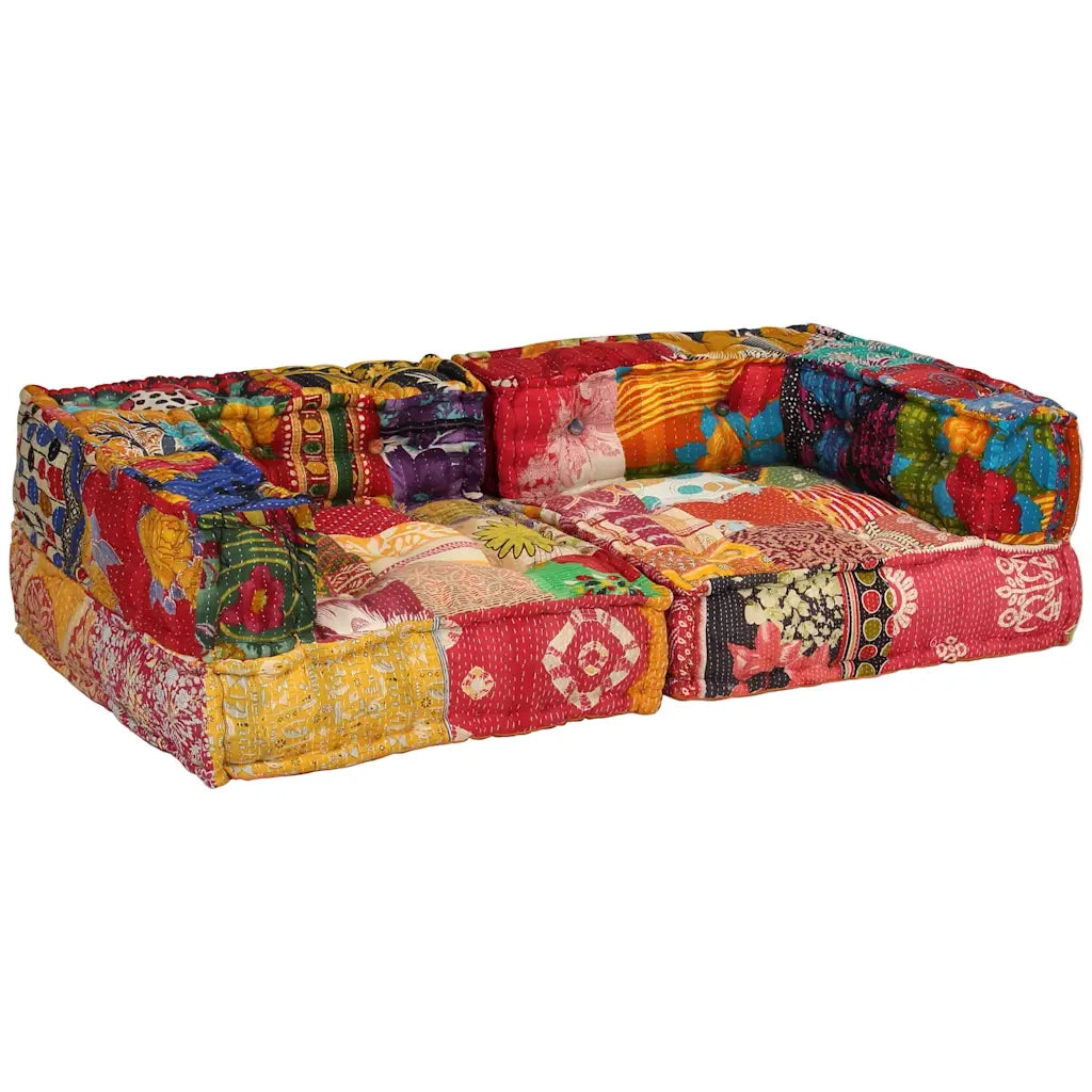 Pouf Modulare a 2 Posti in Tessuto Patchwork 244987