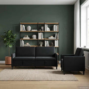 Set di Divani con Storage 2 pz Nero Poliestere 3429252