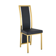 Set di 4 sedie da pranzo 44x42,7x109 cm metallo dorato e similpelle nera
