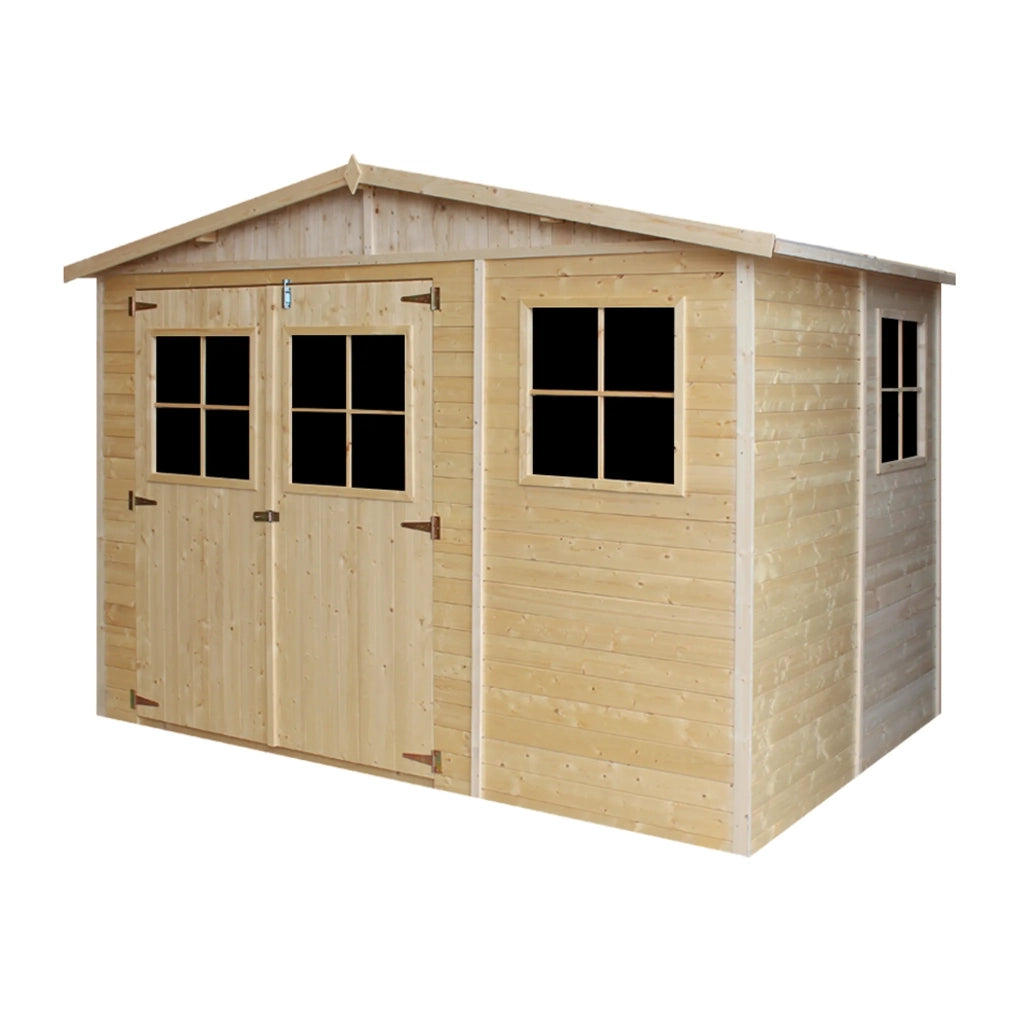 TIMBELA M334+M334G Casa da giardino in legno naturale CON PAVIMENTO IMPREGNATO A226x216x324 cm/6 m²