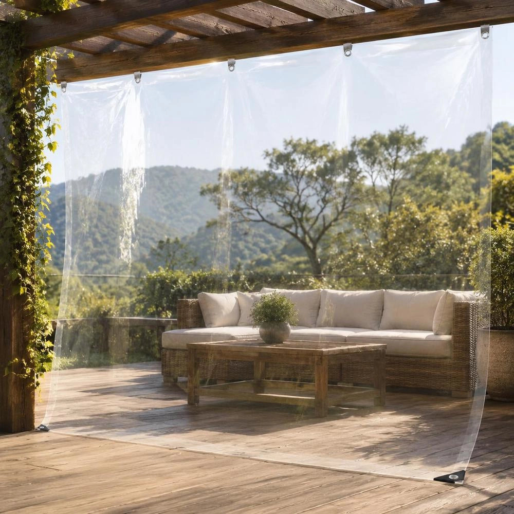 Telo trasparente con occhielli, 2x4 m, in PVC, robusto e versatile, ideale per esterni, giardino e balcone