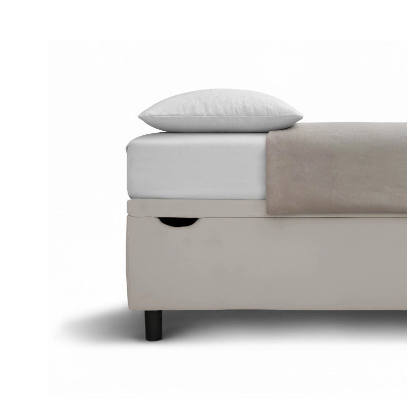 Letto imbottito Singolo 80x190 cm Vertical - Similpelle,Tortora,Contenitore