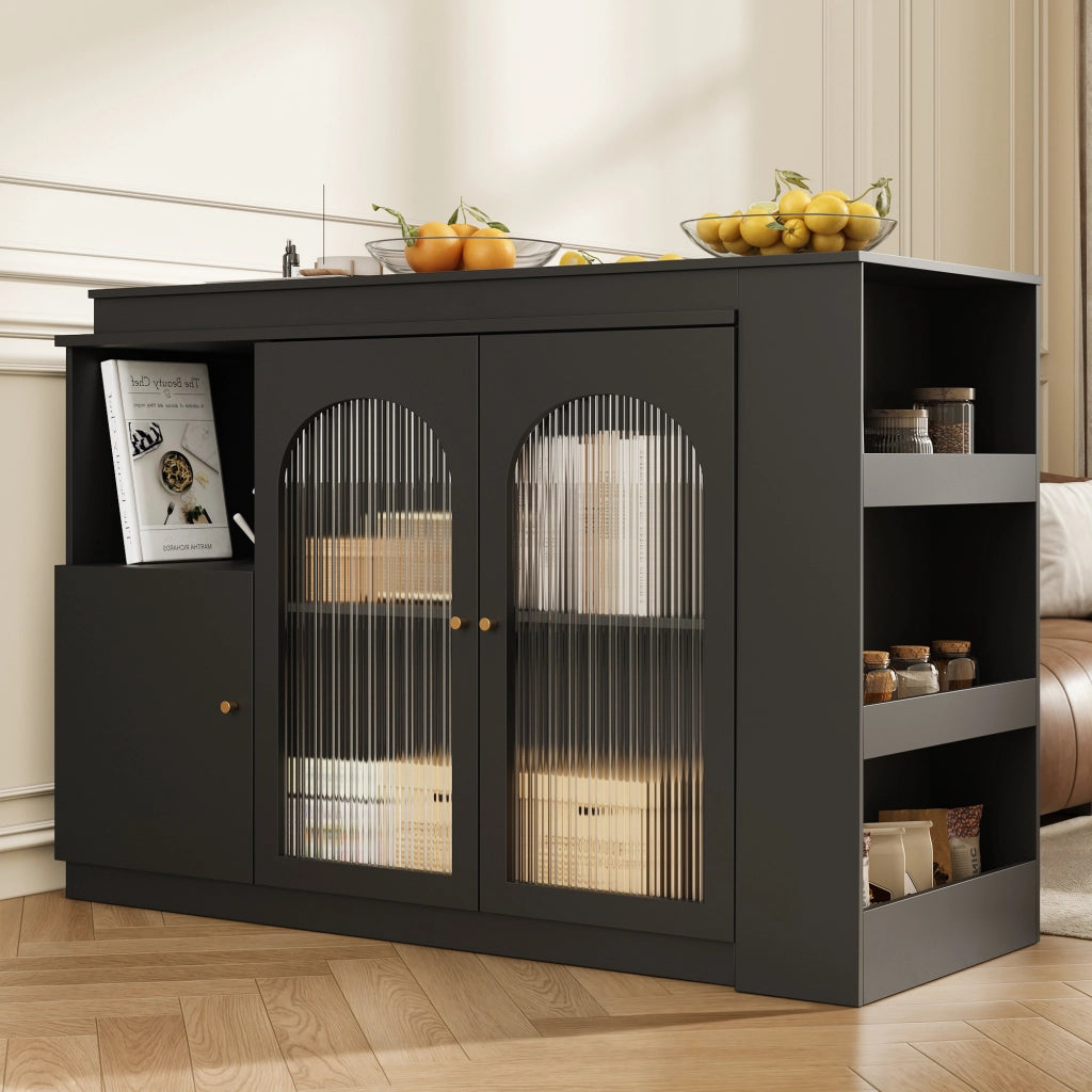MOBILE BAR Rotante 360° 120x40x97 cm MDF Nero