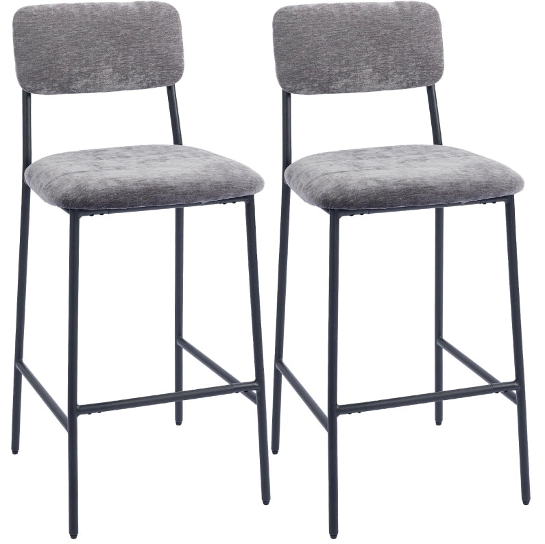Set 2 sgabelli da bar 45,5 x 48 x 101 cm grigio in acciaio e tessuto